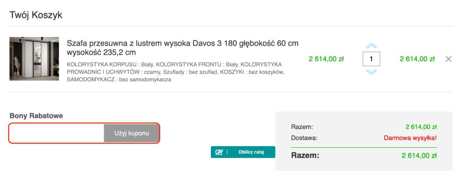 Miejsce na kod rabatowy Abiks Meble