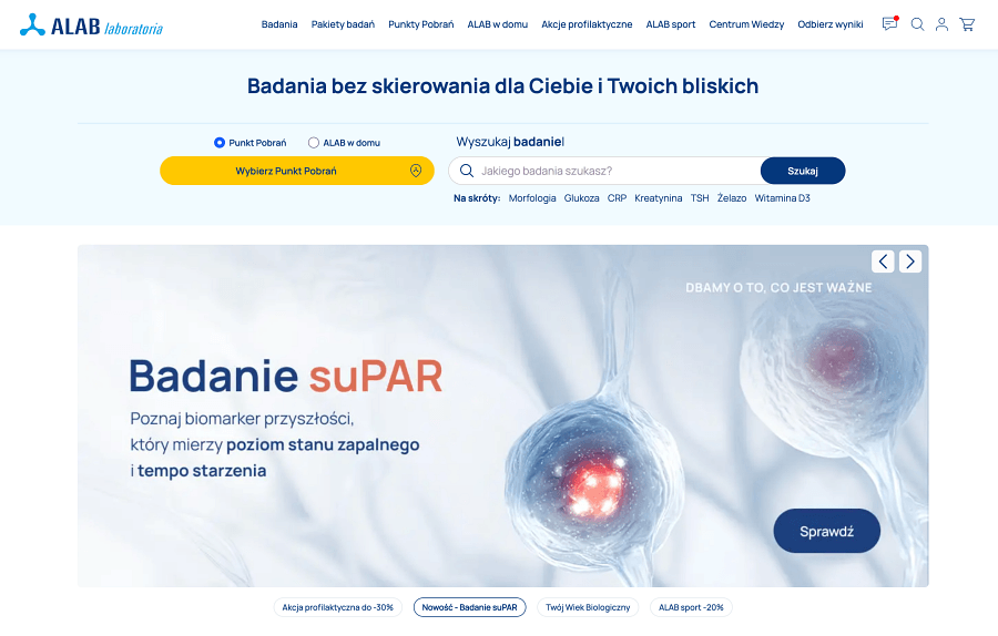 Strona internetowa ALAB Laboratoria