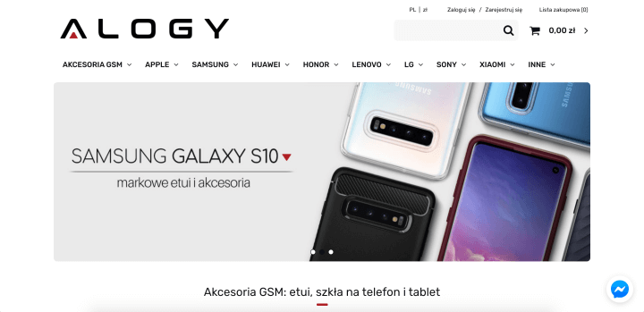 Strona internetowa sklepu Alogy