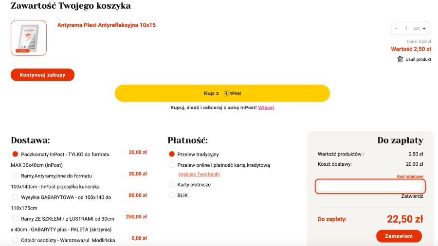 Miejsce na kod rabatowy aluramy