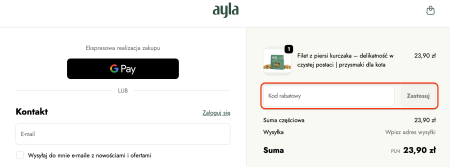 Miejsce na kod rabatowy Ayla Care