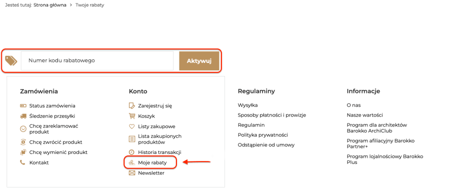 Miejsce na kod rabatowy barokko