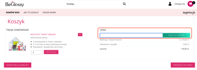 Miejsce na kod rabatowy w BeGlossy