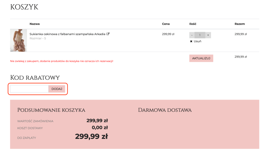 Miejsce na kod rabatowy Butik LaLaLa