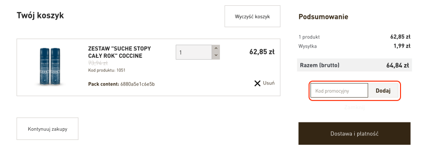 Miejsce na kod rabatowy