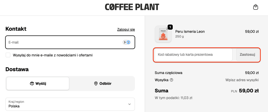 Miejsce na kod rabatowy coffeeplant
