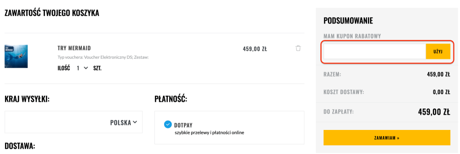 Miejsce na kod rabatowy