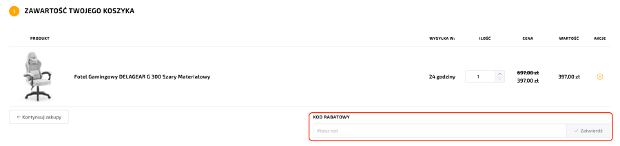 Miejsce na kod rabatowy Delagear