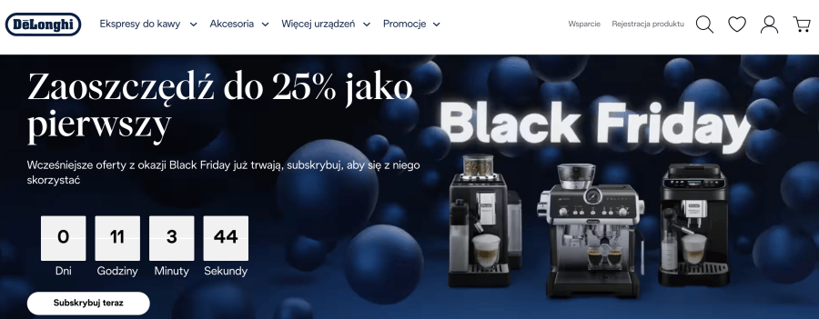 Strona internetowa DeLonghi