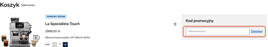 Miejsce na kod rabatowy DeLonghi