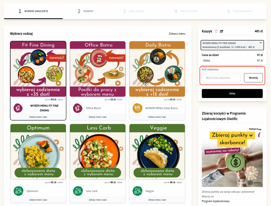 Miejsce na kod rabatowy Dietific