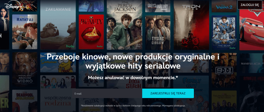 Strona internetowa disney+