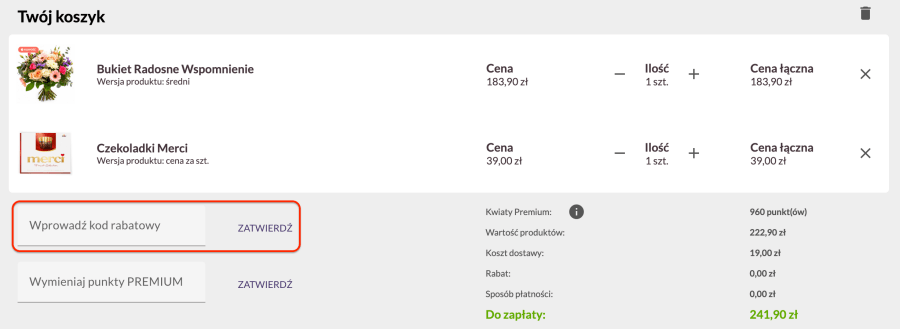 Miejsce na kod rabatowy e-kwiaty