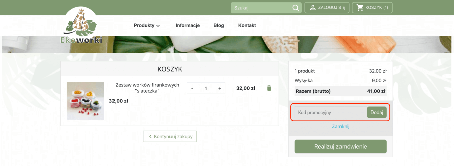 Miejsce na kod rabatowy Eko Worki