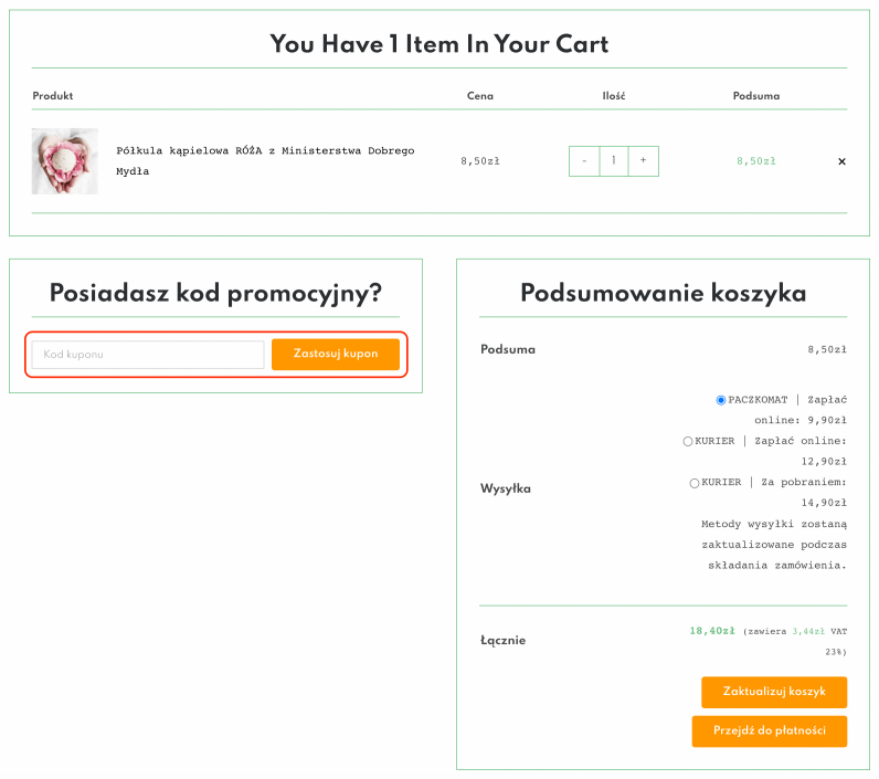 Miejsce, gdzie należy wkleić kod rabatowy Era Natura