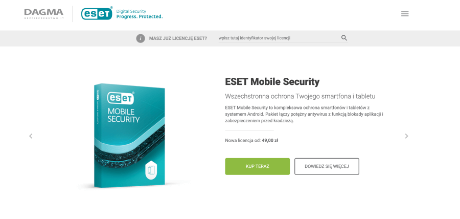 Strona internetowa Eset