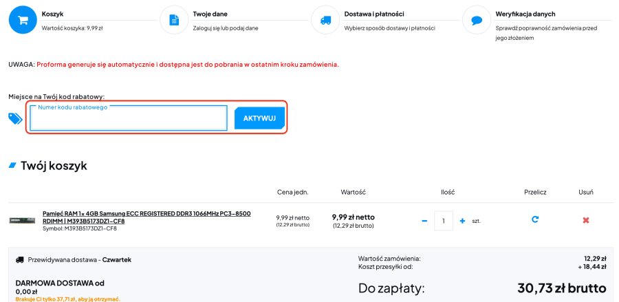 Miejsce na kod rabatowy esus it