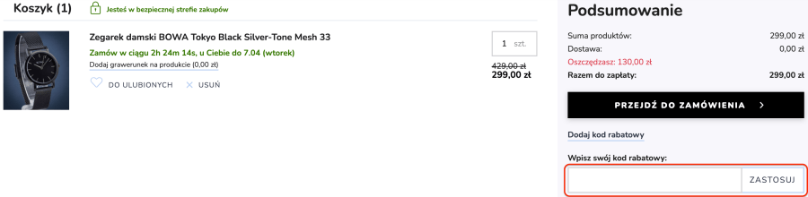 Miejsce na kod rabatowy Fabryka zegarkow