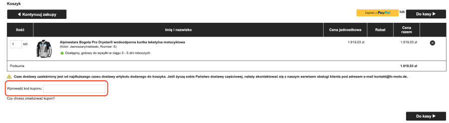 Miejsce na kod rabatowy FC-Moto