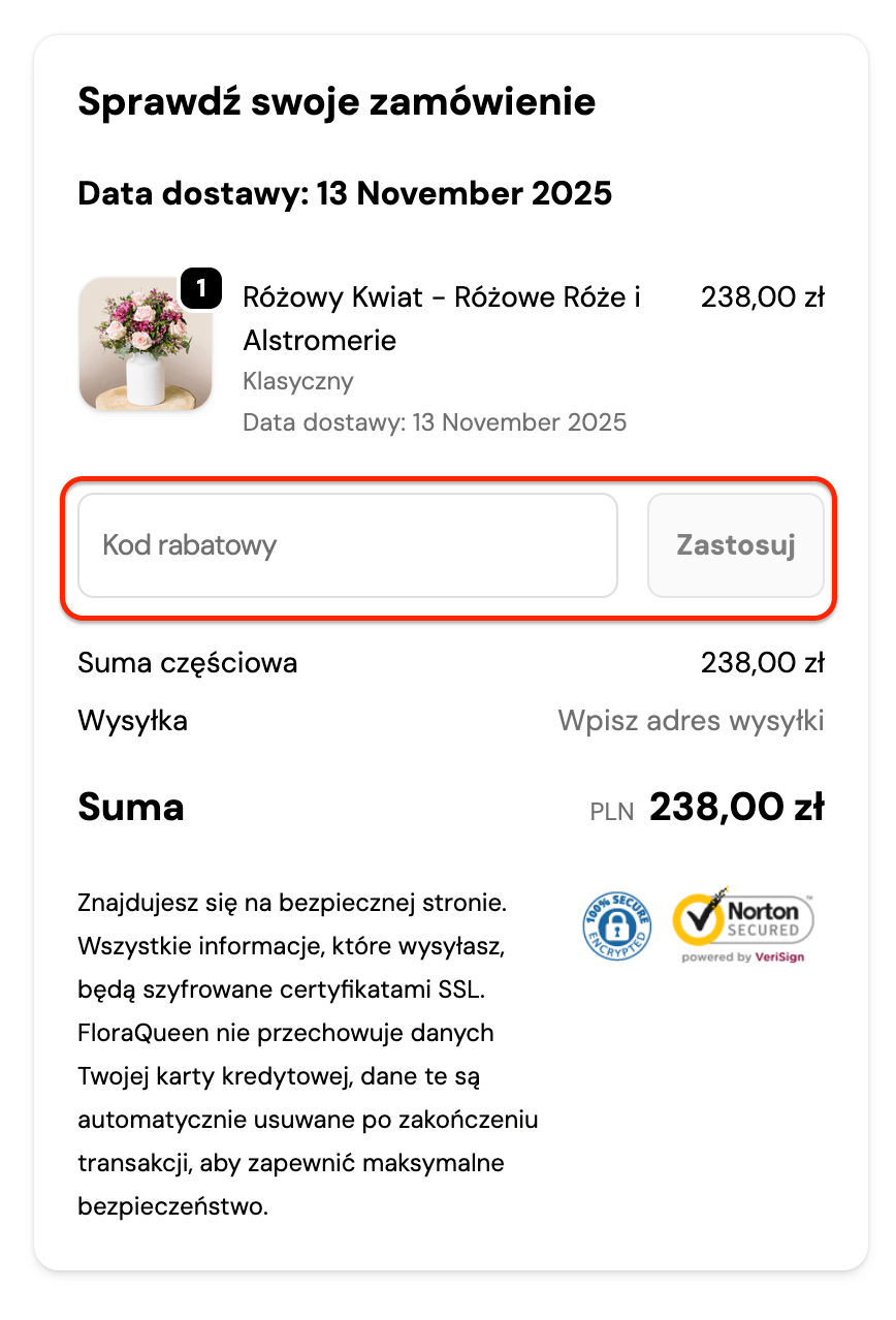 Miejsce na kod rabatowy FloraQueen