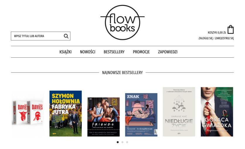 Strona internetowa księgarni Flowbooks.pl