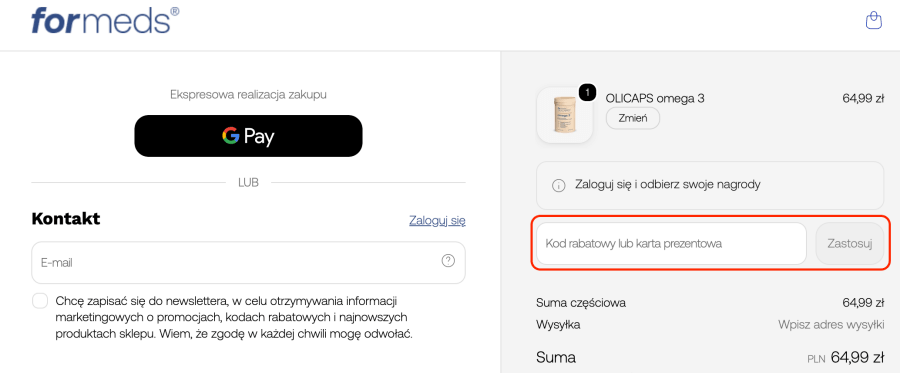 Miejsce na kod rabatowy Formeds