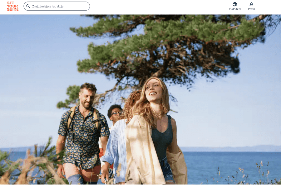 Strona internetowa GetYourGuide