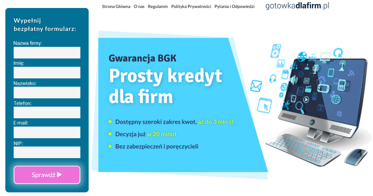 Strona internetowa gotowkadlafirm.pl