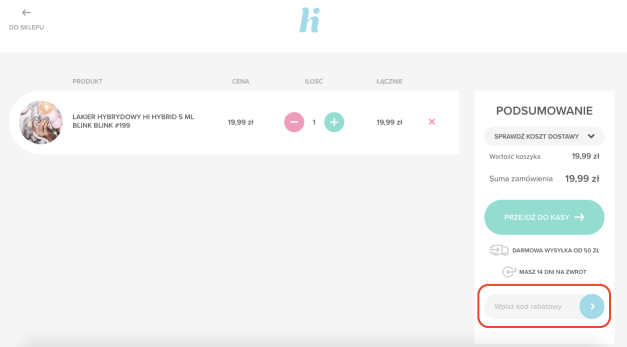 Miejsce na kod rabatowy w Hi Hybrid