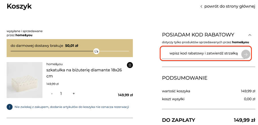 Miejsce na kod rabatowy home&you