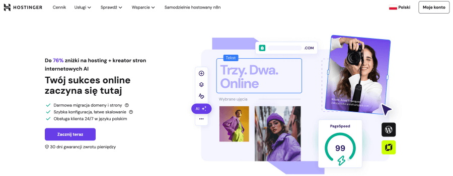 Strona internetowa Hostinger