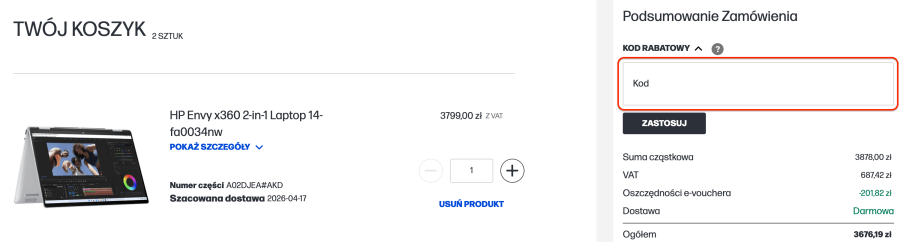Miejsce na kod rabatowy hp