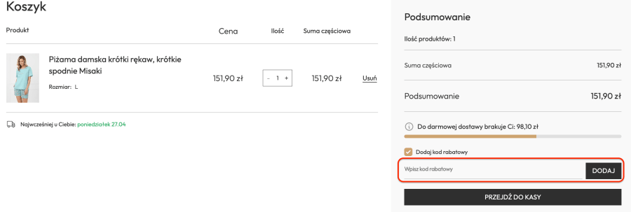 Miejsce na kod rabatowy italianfashion