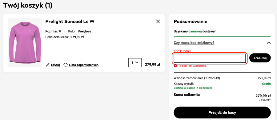 Miejsce na kod rabatowy jack wolfskin