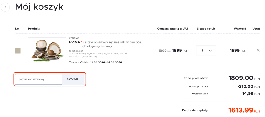 Miejsce na kod rabatowy konsimo