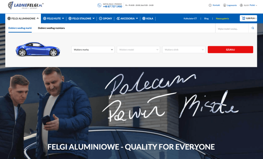 Strona internetowa Ladnefelgi.pl