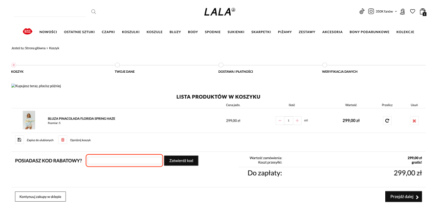 Miejsce na kod rabatowy LALA