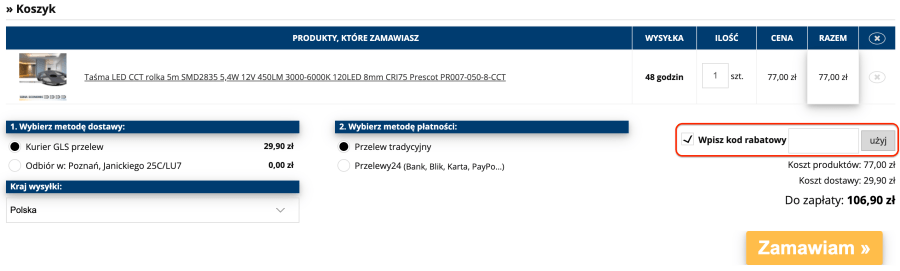 Miejsce na kod rabatowy lampomat