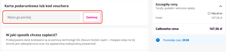 Miejsce na kod rabatowy Lastminute