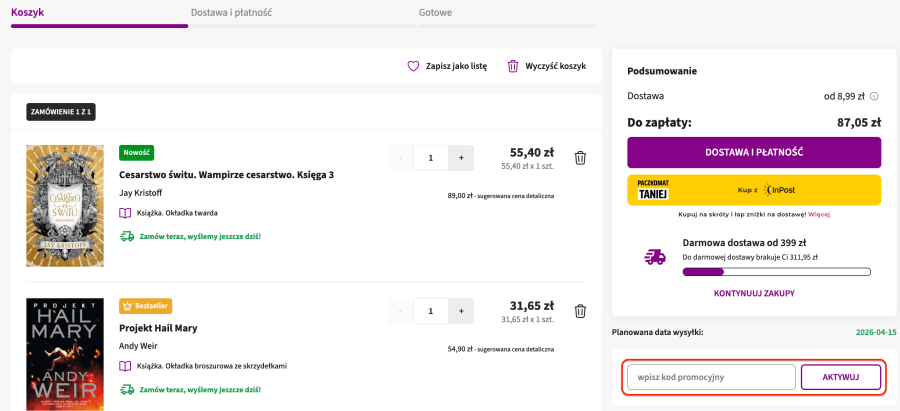 Miejsce na kod rabatowy matras