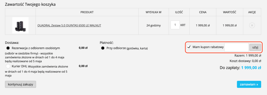 Miejsce na kod rabatowy Maxaudio