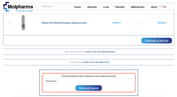 Miejsce na kod rabatowy Molpharma