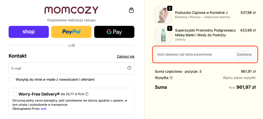 Miejsce na kod rabatowy