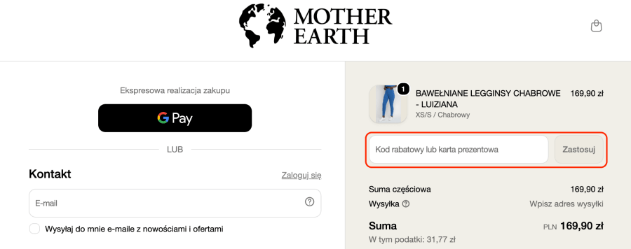 Miejsce na kod rabatowy mother earth