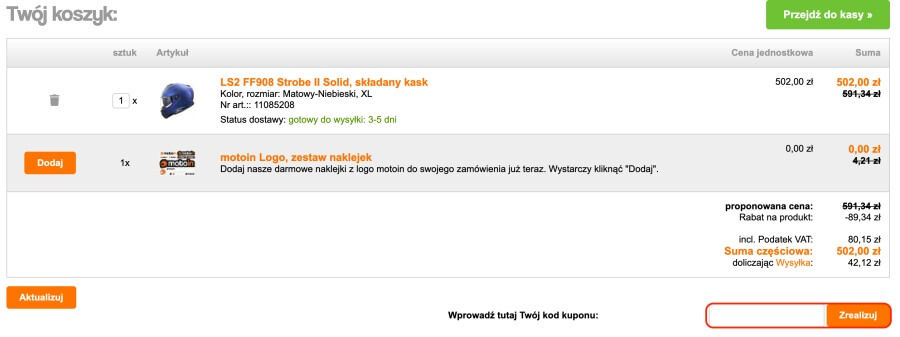 Miejsce na kod rabatowy Motoin
