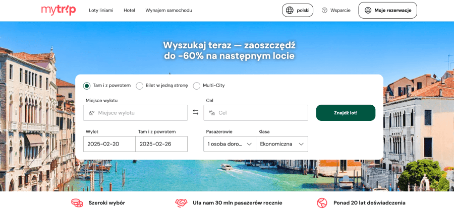 Strona internetowa MyTrip