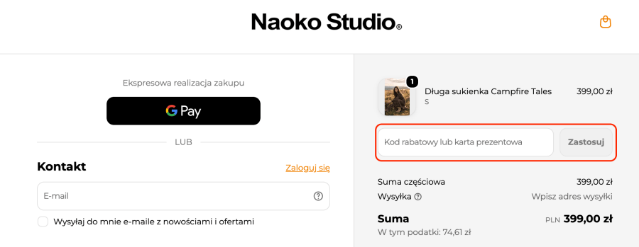 Miejsce na kod rabatowy Naoko Studio