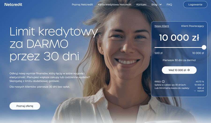 Strona internetowa Netcredit. 