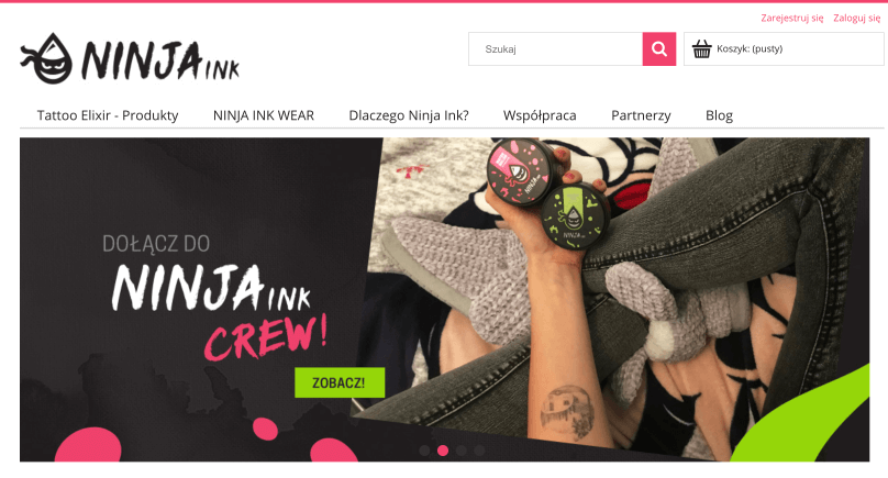 Strona internetowa Ninja Ink