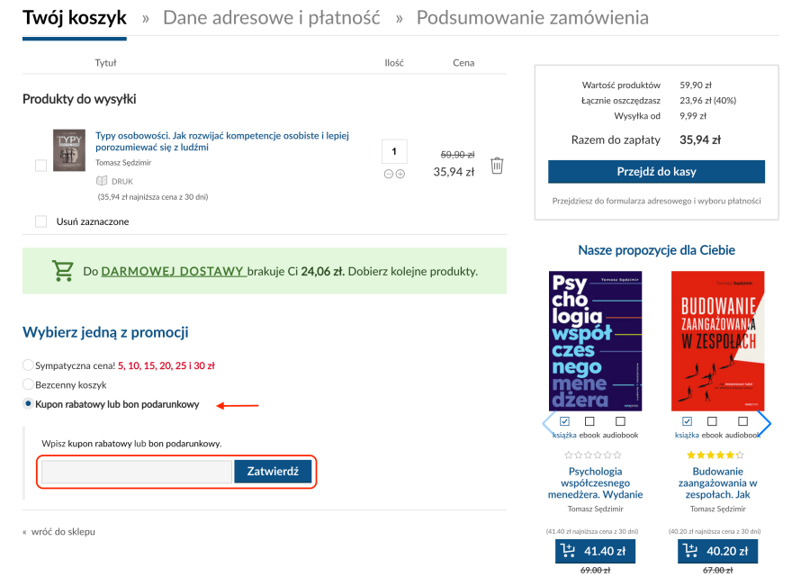Miejsce na kod rabatowy Onepress